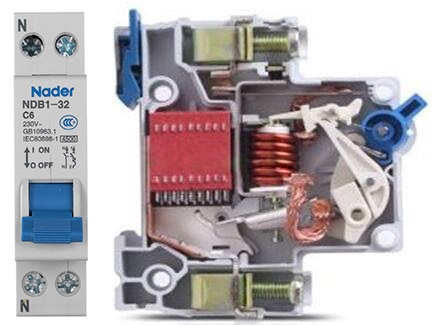 Internal structure of 1P circuit breaker